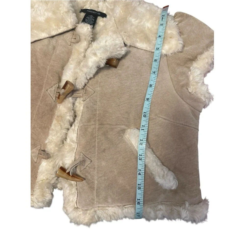 Arden B. Genuine Suede Faux Shearling Cropped Toggle Jacket Size M Y2K